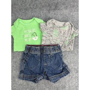 Carters Baby Boy One Piece and Denim Jean Shorts Outfit 3 Month Lot of 3 Summer